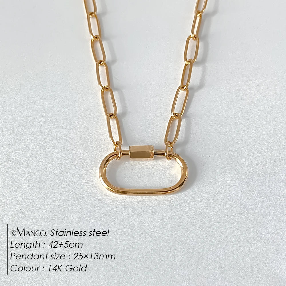 14K Gold Plated Stainless Steel Pendant Necklace – Waterproof Fashion Jewelry
