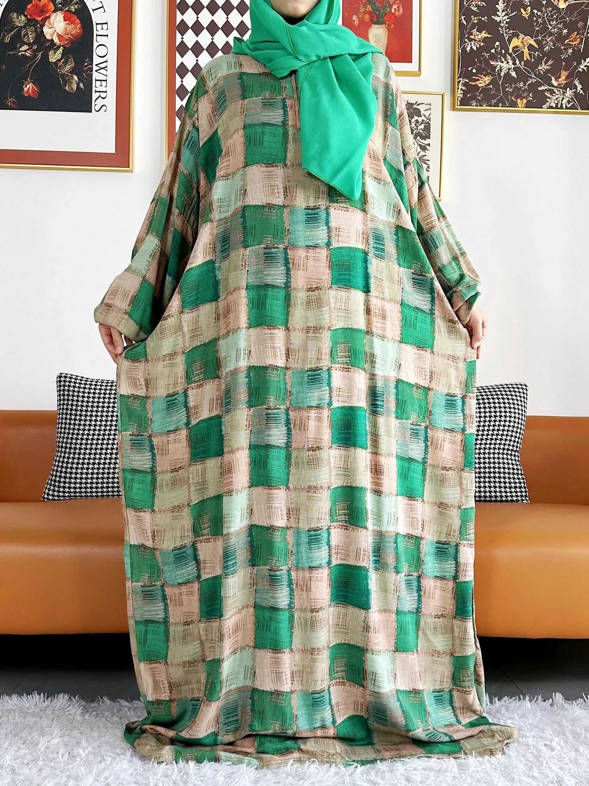 Floral Cotton Abaya – Ramadan Prayer Dress for Women Dubai Style