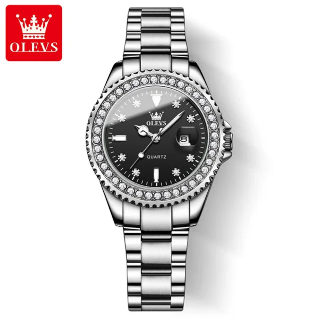 OLEVS 9945 Diamond Women's Wristwatch – Luxury Stainless Steel, Waterproof