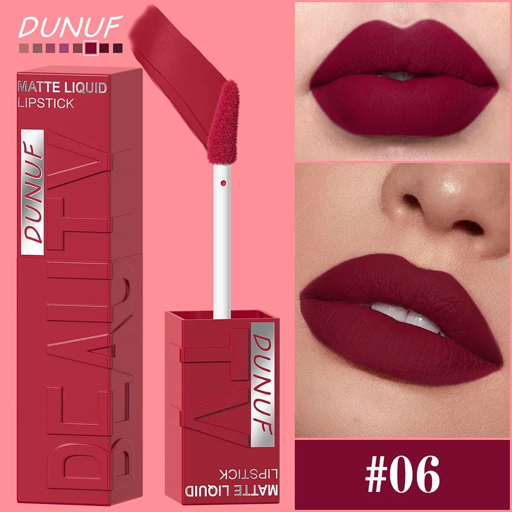 Women's Velvet Matte Lip Gloss – Long-Lasting Plumping Lipstick in Square Tube