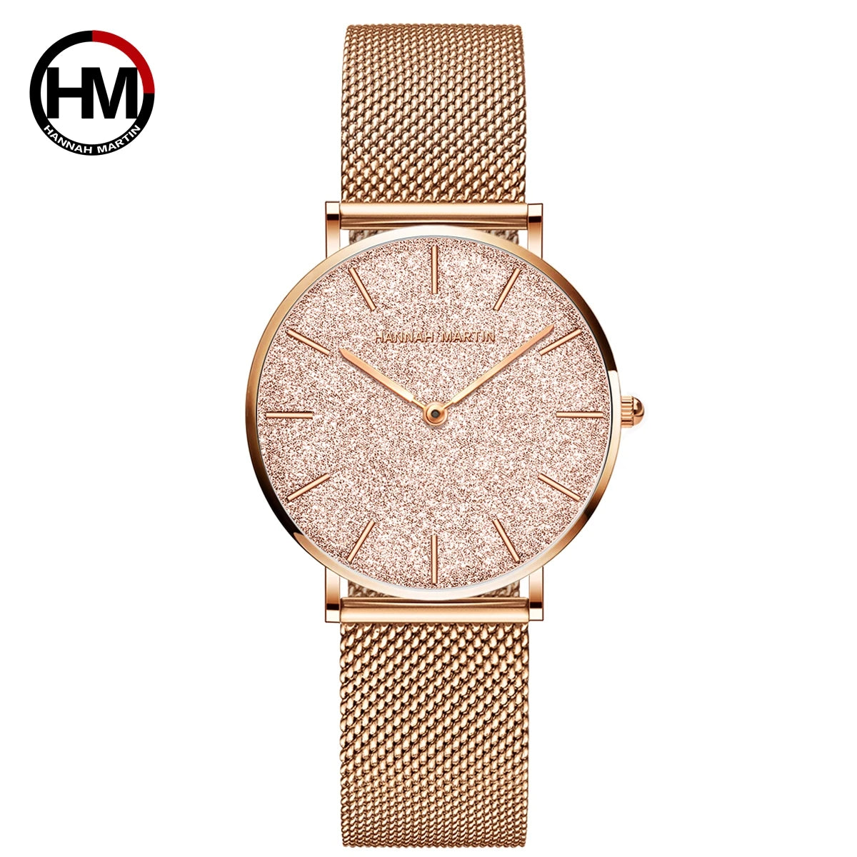 HANNAH MARTIN Rose Gold Women's Watch – 36mm Stainless Steel, Waterproof
