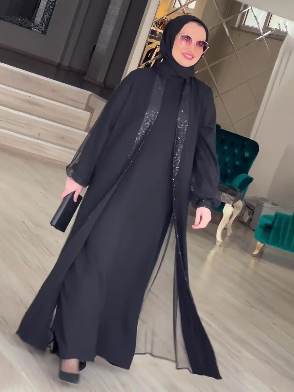 Muslim Modest Jalabiya Dress – Eid Ramadan Kaftan Cardigan Robe 2024