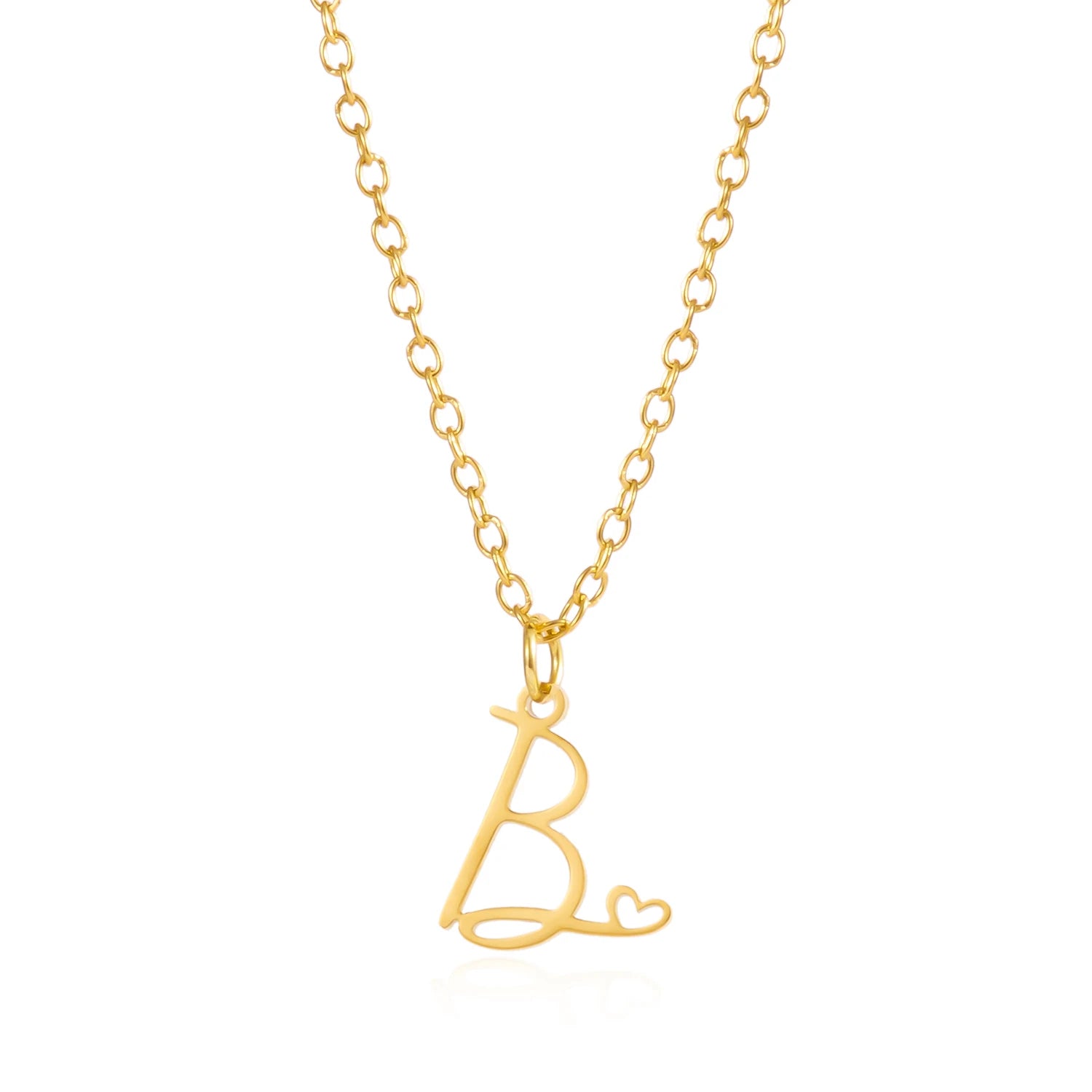 A-Z Initial Letter Heart Necklace – Stainless Steel Personalized Clavicle Chain