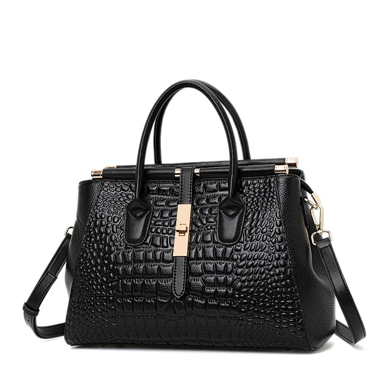 Aidrani Luxury Crocodile Pattern Cowhide Handbag – High-End Large Capacity Women's Bag