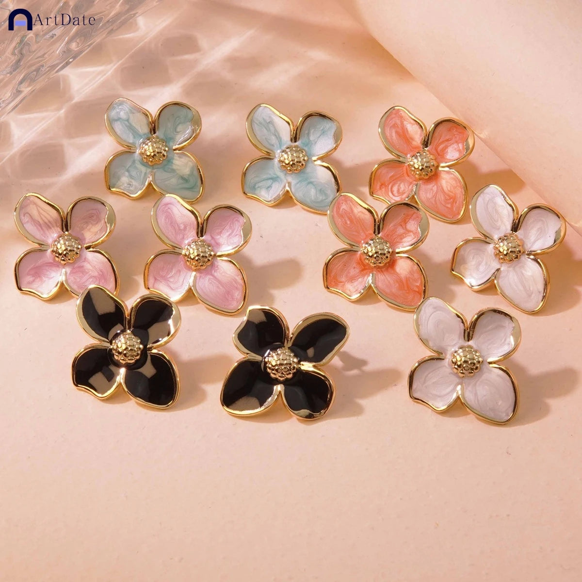 Korean Flower Earrings – Crystal Zircon Gold Color, Sweet Party Jewelry