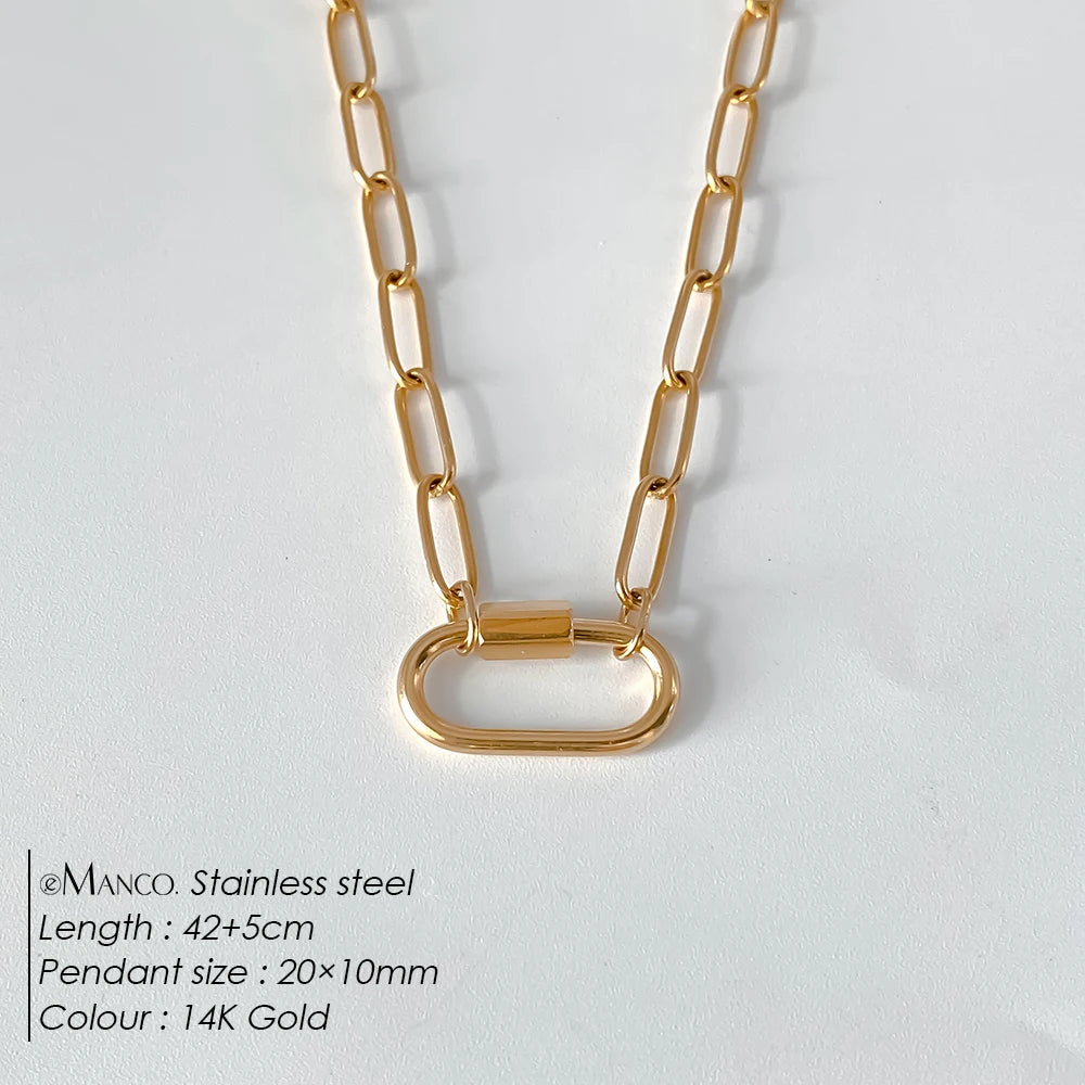 14K Gold Plated Stainless Steel Pendant Necklace – Waterproof Fashion Jewelry