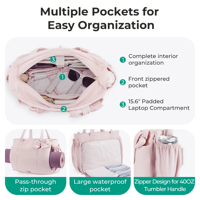 BAGSMART Large Capacity Tote Bag – Versatile Commuting Handbag with Multiple Pockets