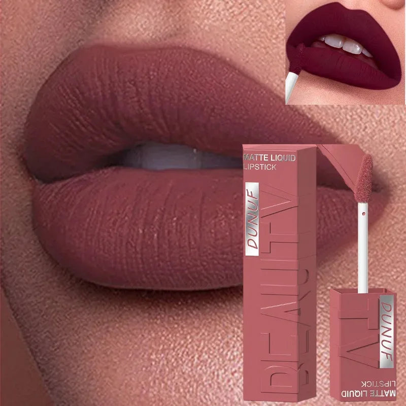 Women's Velvet Matte Lip Gloss – Long-Lasting Plumping Lipstick in Square Tube