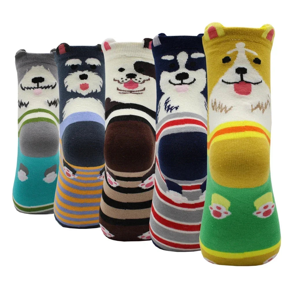 Women's Kawaii Cartoon Cotton Socks – Colourful Cute Novelty Socks (5 Pairs)