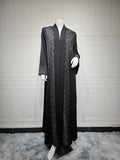 Luxury Rhinestone Dubai Abaya – Beaded Kimono Cardigan Long Dress