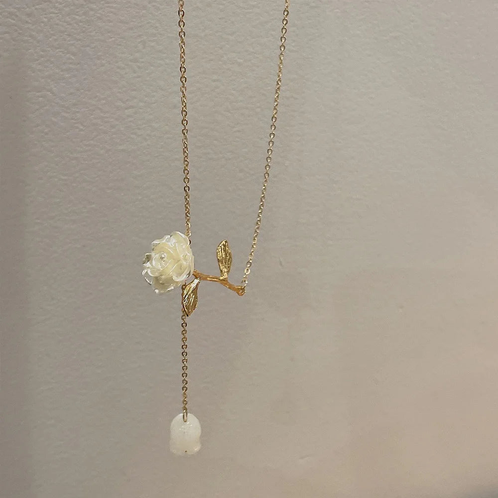 Wine Red Cherry Gold Pendant Necklace – Fashion Wedding & Birthday Jewelry