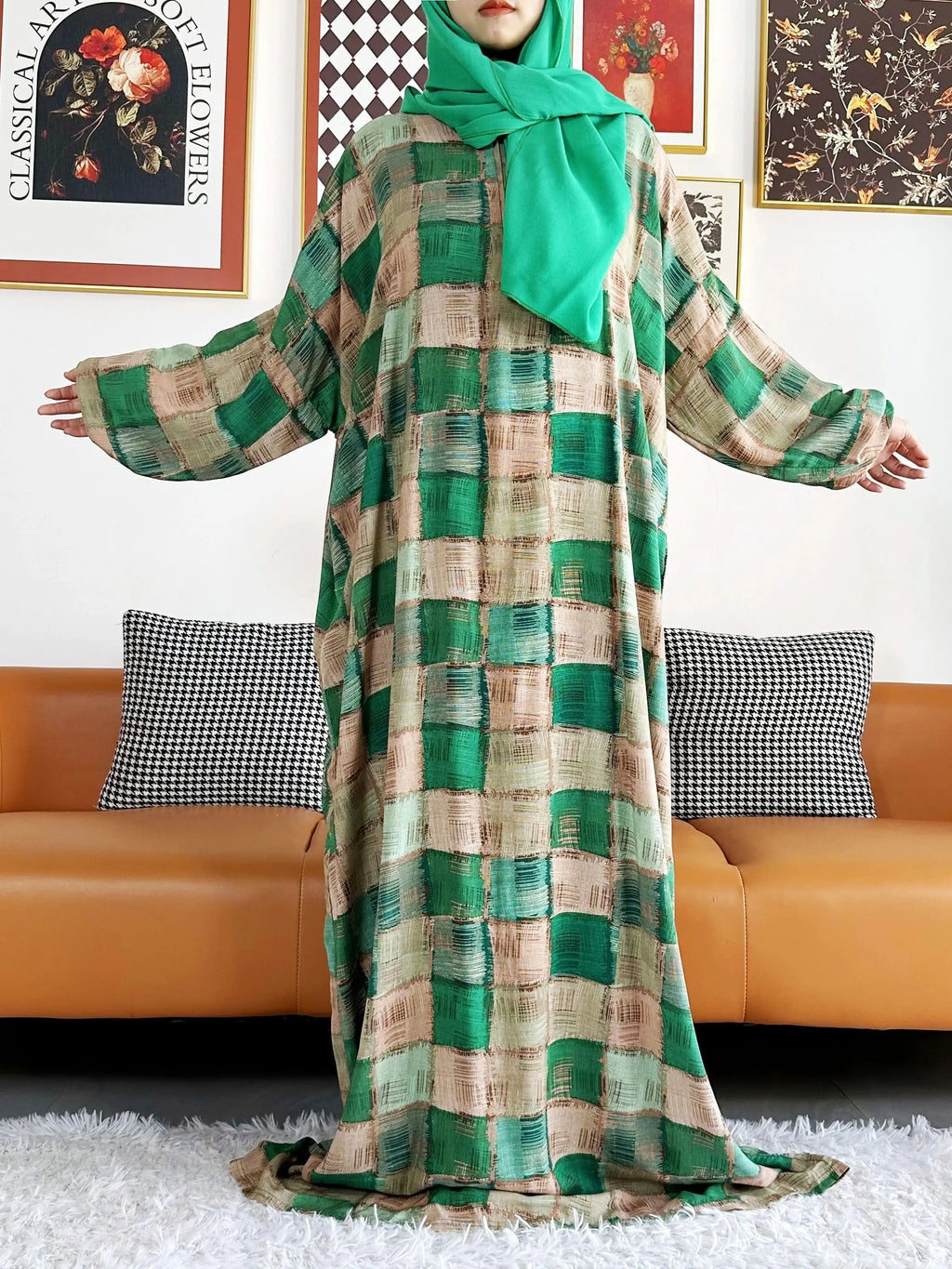 Floral Cotton Abaya – Ramadan Prayer Dress for Women Dubai Style