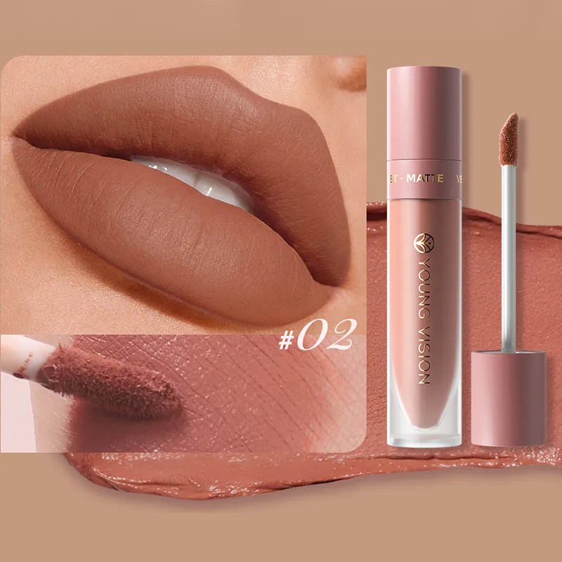 DUNUF 8-Colour Matte Velvet Lip Gloss Set – Waterproof Plumping Lipstick Square Tube