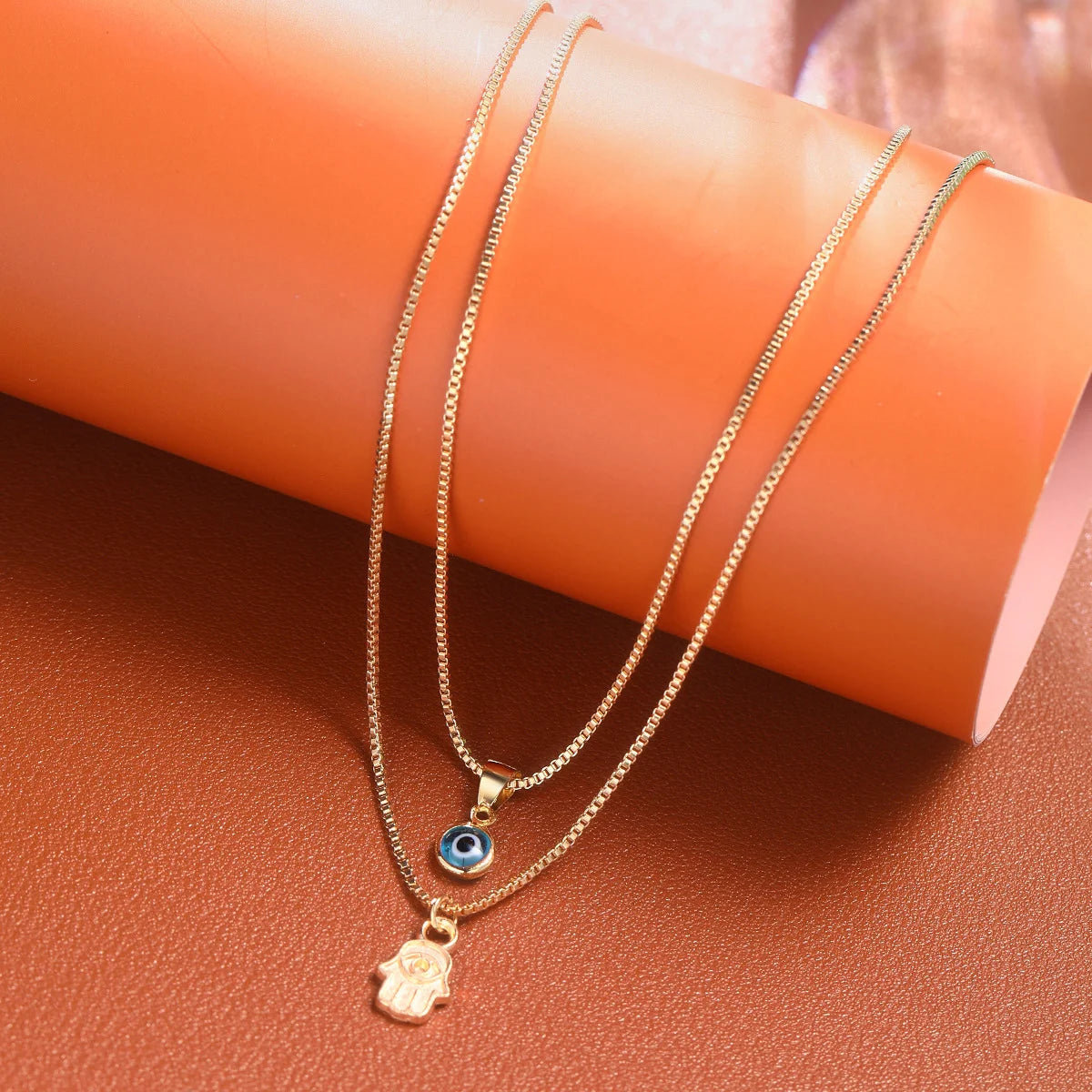 Lucky Evil Eye Double Layer Zircon Necklace – Turkish Eye Pendant for Women