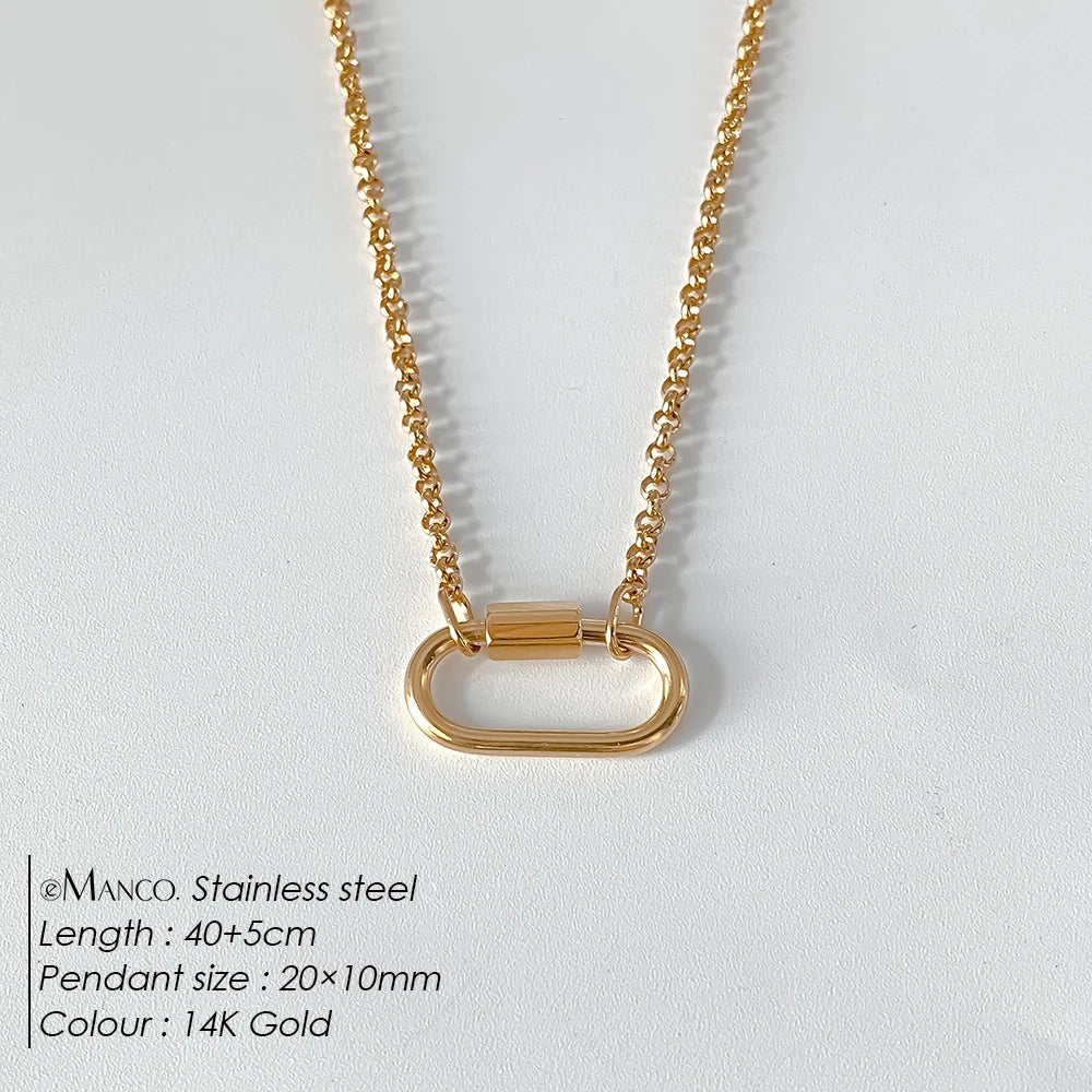 14K Gold Plated Stainless Steel Pendant Necklace – Waterproof Fashion Jewelry