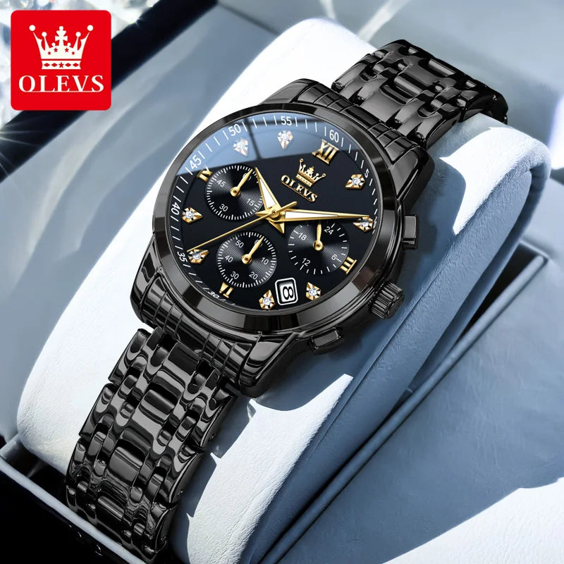 OLEVS 2858 Diamond Bracelet Watch – Chronograph, Luminous & Waterproof