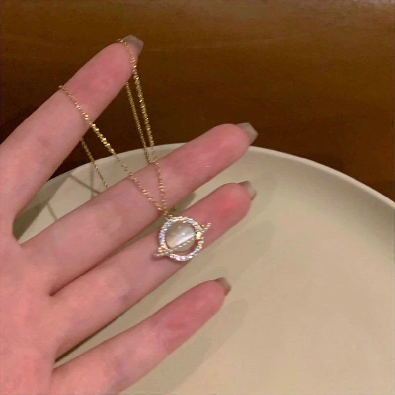 Wine Red Cherry Gold Pendant Necklace – Fashion Wedding & Birthday Jewelry