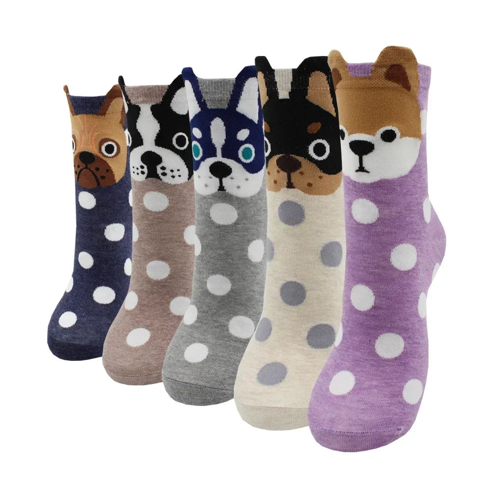 Women's Kawaii Cartoon Cotton Socks – Colourful Cute Novelty Socks (5 Pairs)