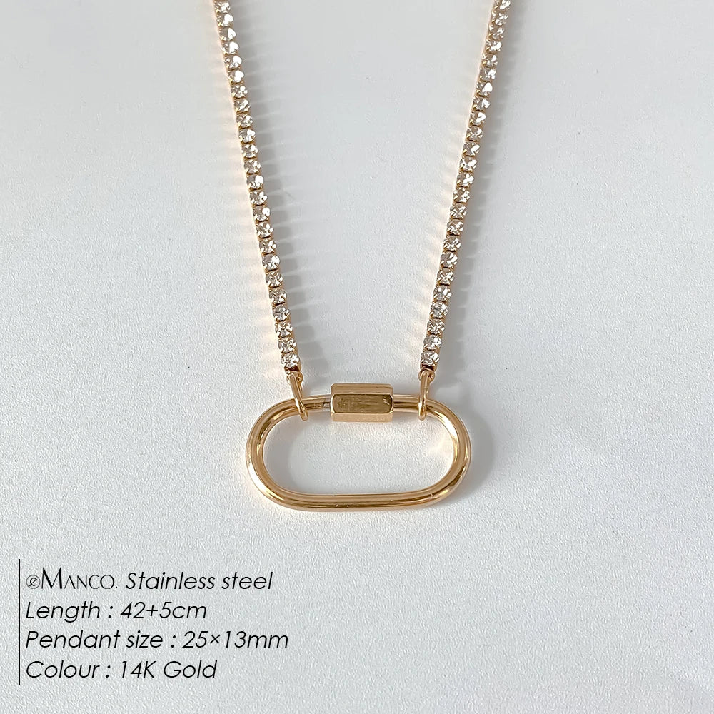 14K Gold Plated Stainless Steel Pendant Necklace – Waterproof Fashion Jewelry