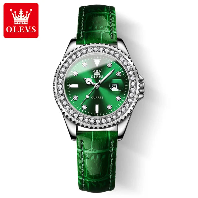 OLEVS 9945 Diamond Women's Wristwatch – Luxury Stainless Steel, Waterproof