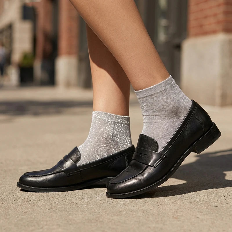 Women's Glitter Metallic Ankle Socks – Sparkly Party Socks (5 Pairs)