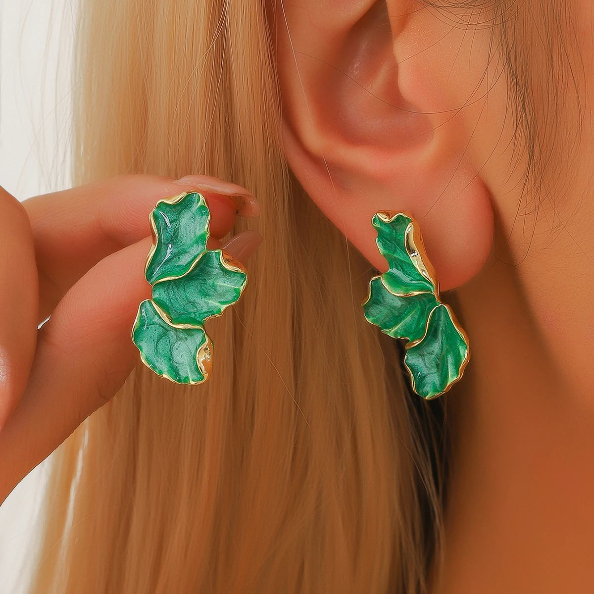 Maple Leaf & Flower Earrings – Colorful Petal, Sweet Temperament Light Luxury