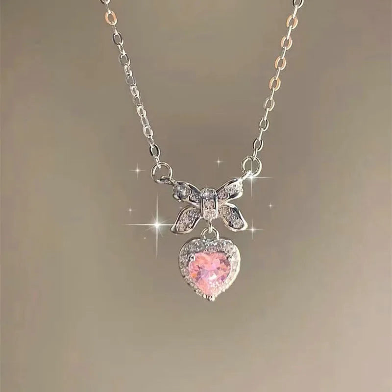 Wine Red Cherry Gold Pendant Necklace – Fashion Wedding & Birthday Jewelry