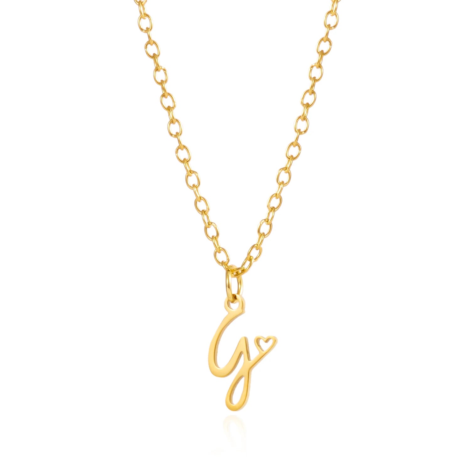 A-Z Initial Letter Heart Necklace – Stainless Steel Personalized Clavicle Chain