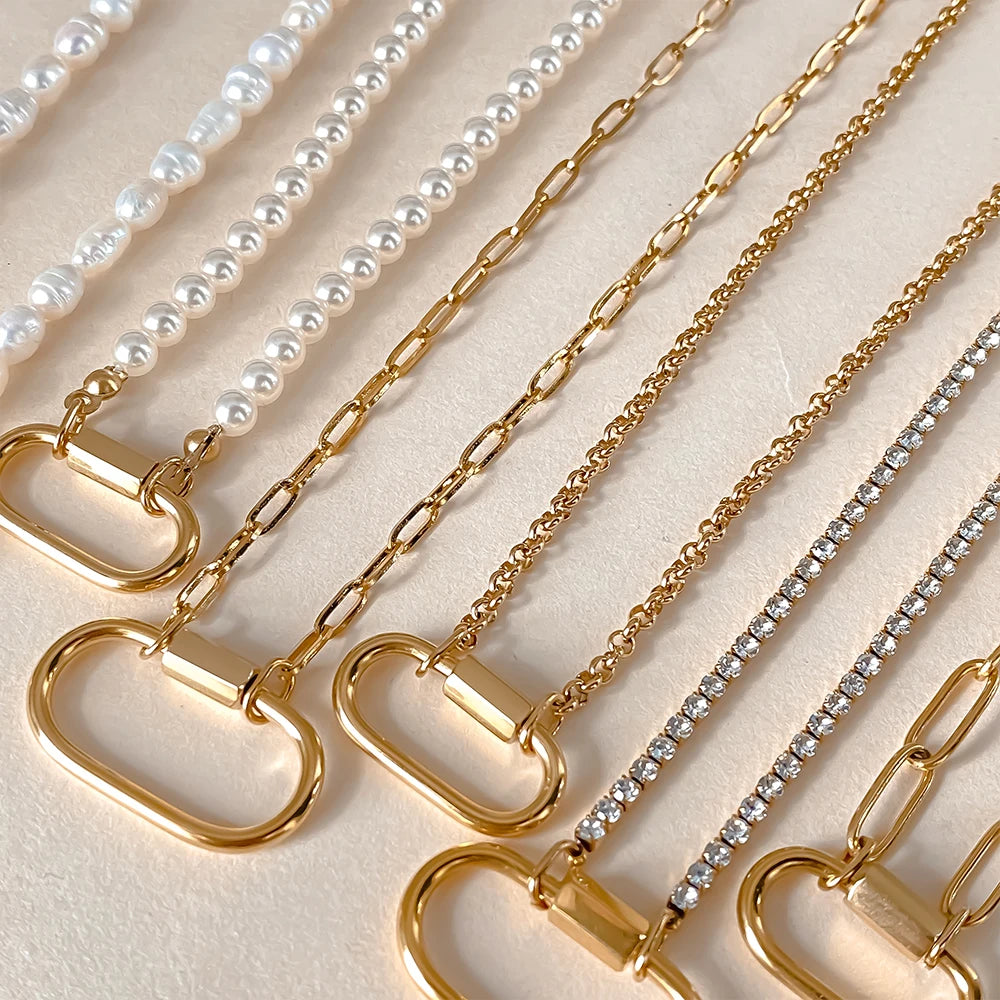 14K Gold Plated Stainless Steel Pendant Necklace – Waterproof Fashion Jewelry