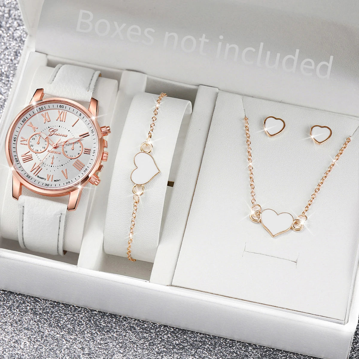 Fashion Women's Watch & Rhinestone Jewelry Set – 6-Piece Gift Set