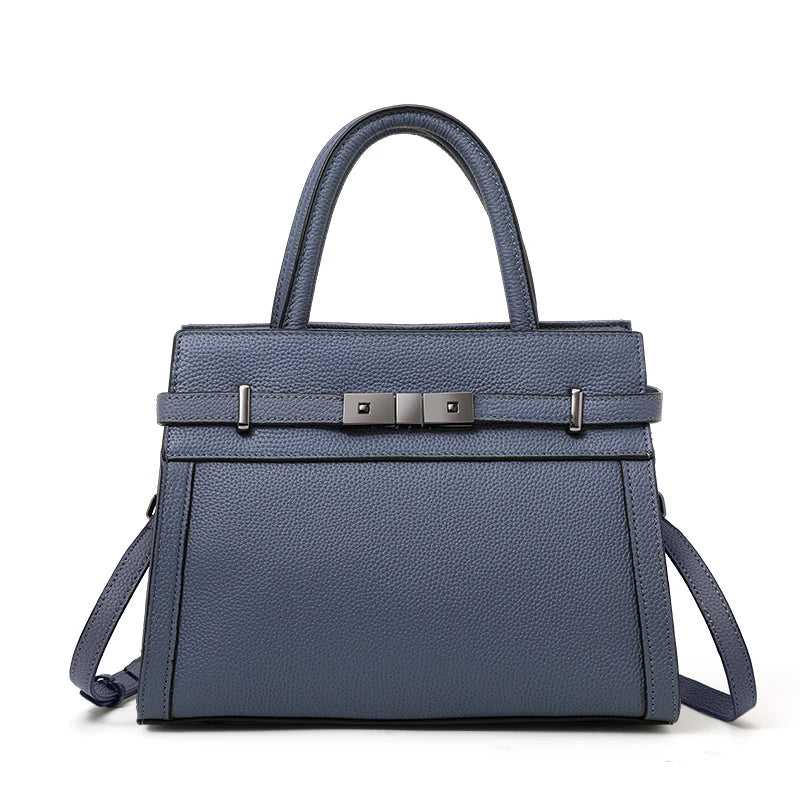 Genuine Leather Cowhide Tote Bag – Simple Shoulder Handbag for Work & Daily Use